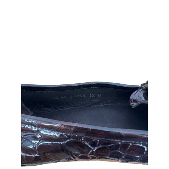 Stuart Weitzman Brown Croc Embossed Leather Loafers womens size 12M - Picture 6 of 7